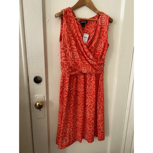Lands' End Dresses & Skirts - Land’s End Pima Cotton Orange Printed Double Layer Dress NWT | S